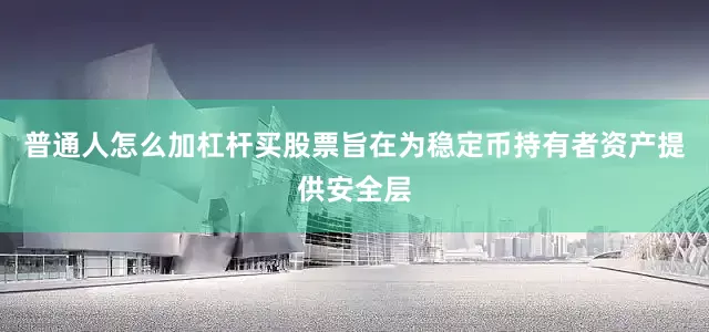 普通人怎么加杠杆买股票旨在为稳定币持有者资产提供安全层